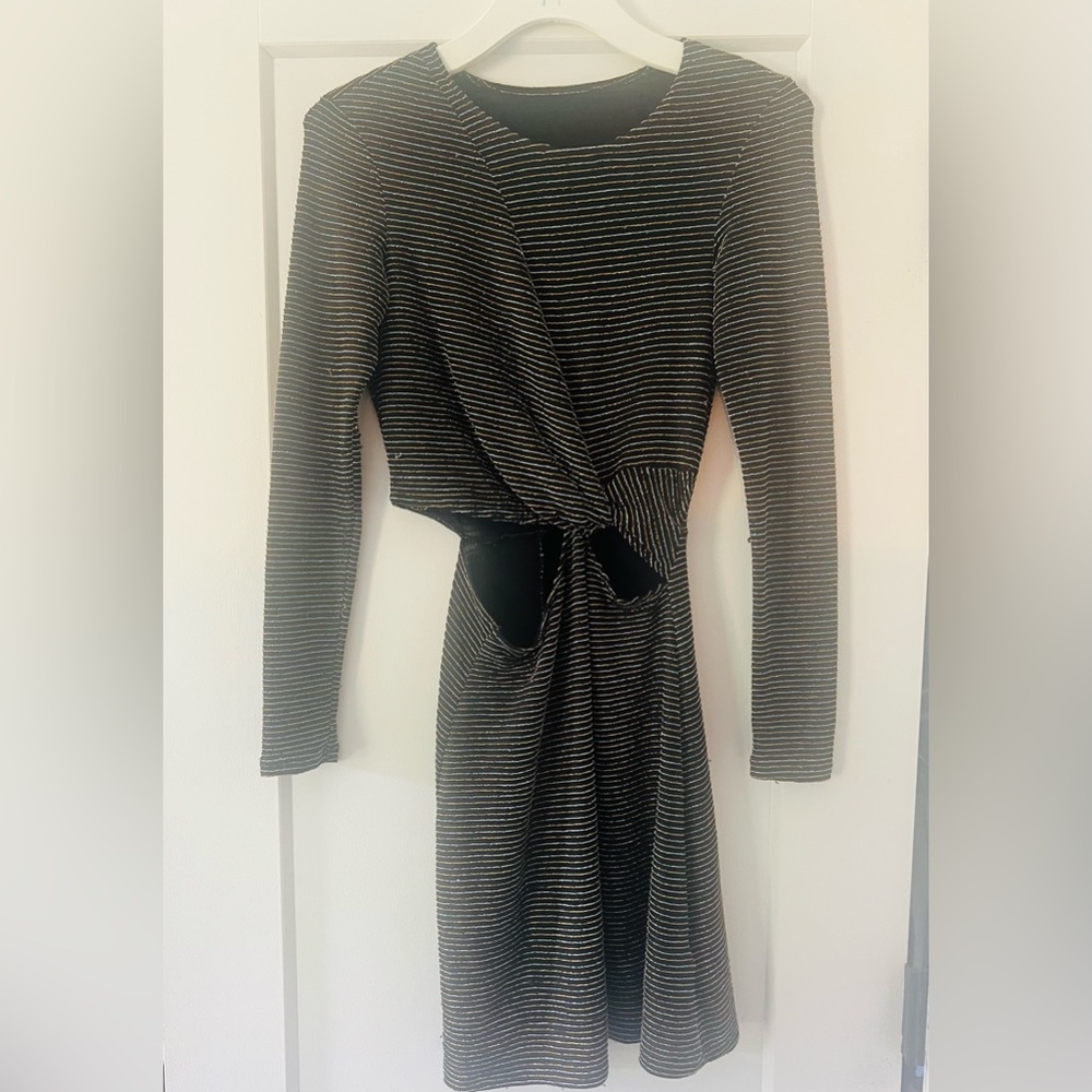 Women's Topshop Sparkle, Striped, Asymmetrical, Mini Dress- Size 2